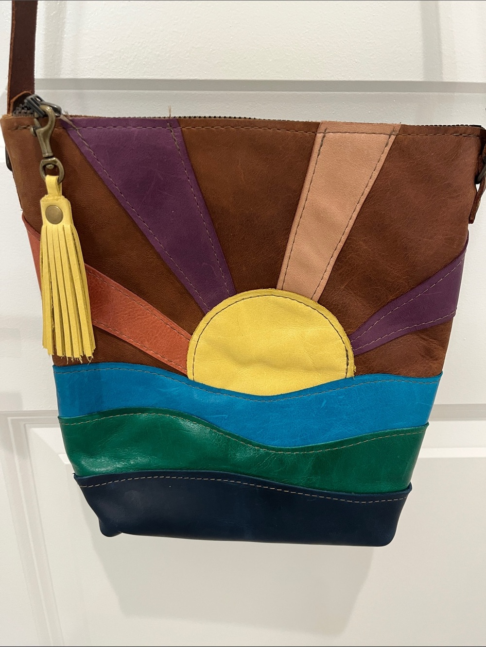 Genuine Leather Handmade Sunrise Multicolor With Adjustable Strap